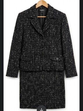 Kasper Black Tweed Blazer with White Fleck Detail Size 14